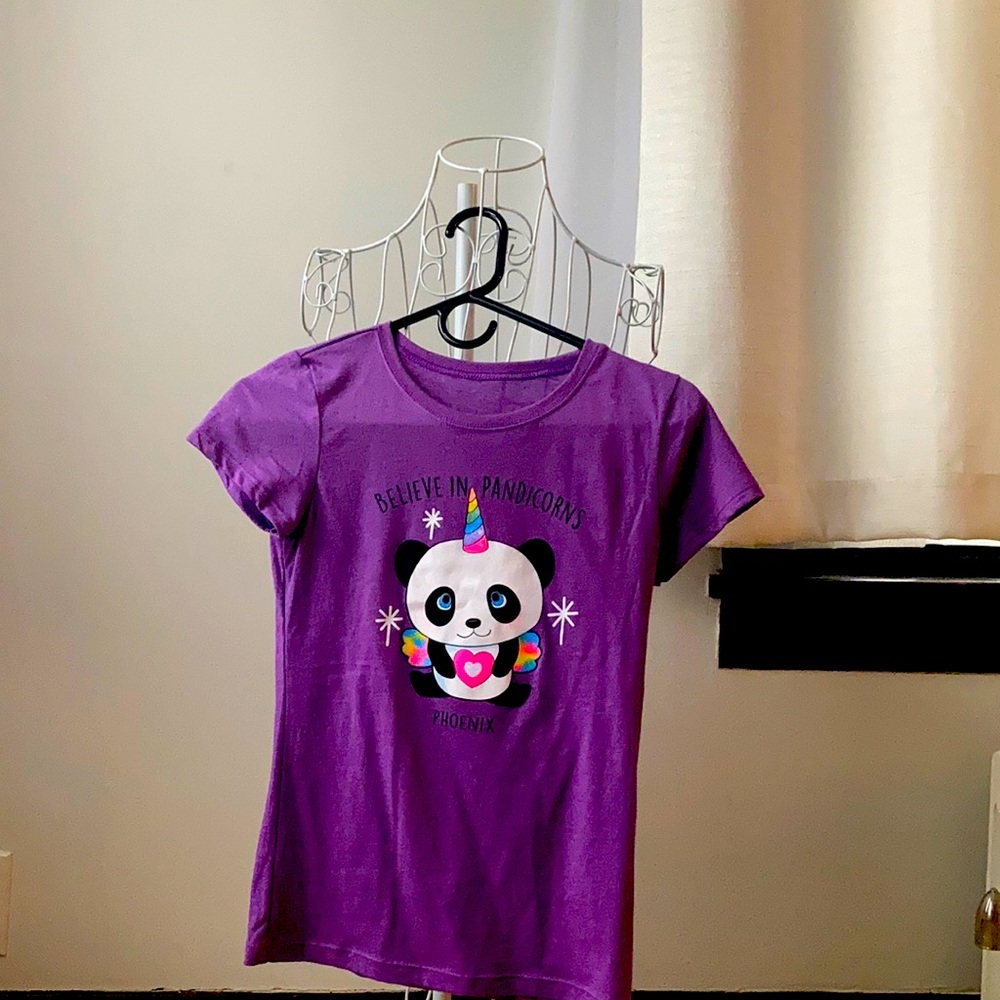 Purple Short-sleeve Tee “Believe In Pandacorns”